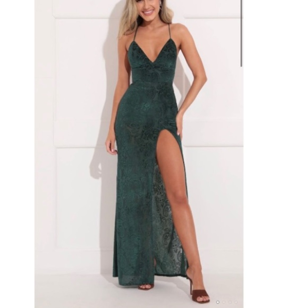 Kimberly Maxi Dress in Velvet Green lucy in the sky prom dress emerald green